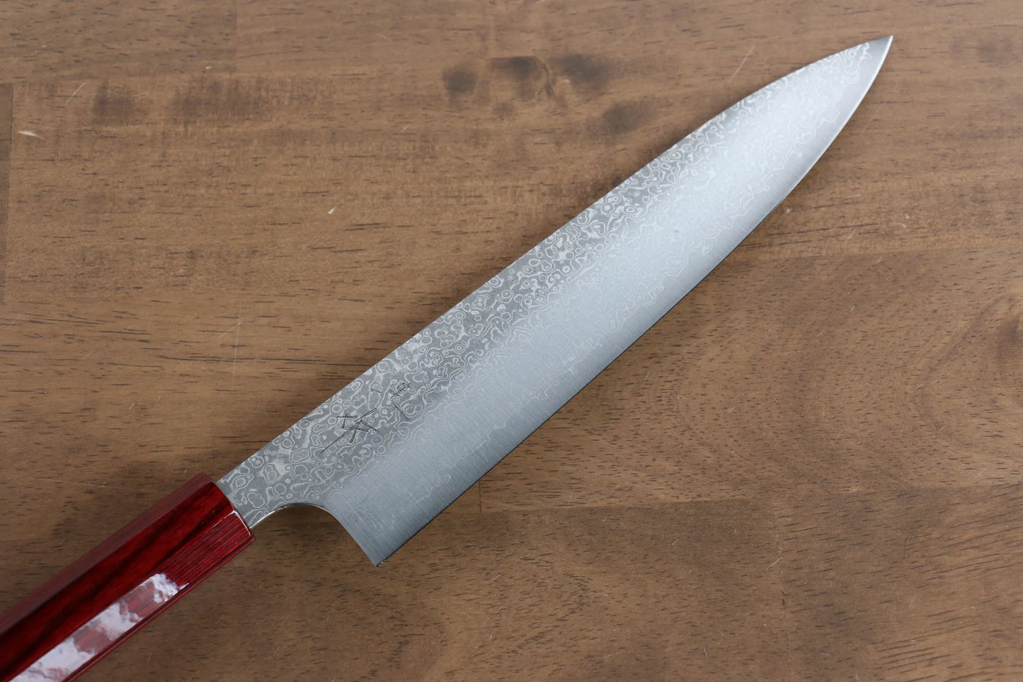 Thương hiệu Kei Kobayashi thép SG2 Damascus Dao đa năng Gyuto 210MM dao rèn thủ công Nhật Bản chuôi dao hoa văn sơn mài màu đỏ