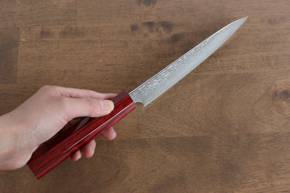 Thương hiệu Kei Kobayashi thép SG2 Damascus Dao nhỏ Petty 150MM chuôi dao hoa văn sơn mài màu đỏ