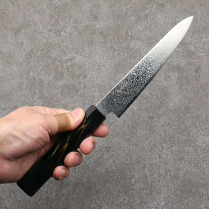 Long length SG2 Damascus Petty Knife 150MM Navy gold lacquered pattern 寛丈 SG2 ダマスカス ペティーナイフ 150MM 紺金漆塗り柄 Free ship - Thương hiệu Jajin SG2 Thép Damascus Dao nhỏ đa năng Petty 150mm