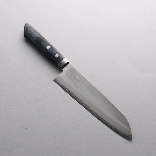 Thương hiệu Kunihira VG1 Đánh bóng hoàn thiện Dao đa năng Gyuto 180mm chuôi dao gỗ xanh navy ván ép (màu xanh đậm)