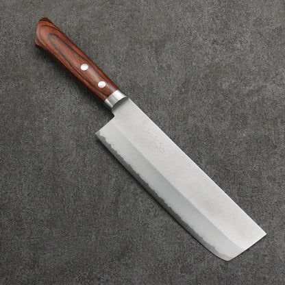 Kunpei V Gold No. 1 Satin Usuba Knife 165MM Mahogany Handle with Base 訓平 V金1号 梨地 薄刃包丁 165MM マホガニー柄 口金付き Free ship - Thương hiệu Kunihira VG1 Kỹ nghệ truyền thống Nhật Nashiji Dao chuyên dụng rau củ quả Usuba 165mm chuôi dao gỗ cây Gụ