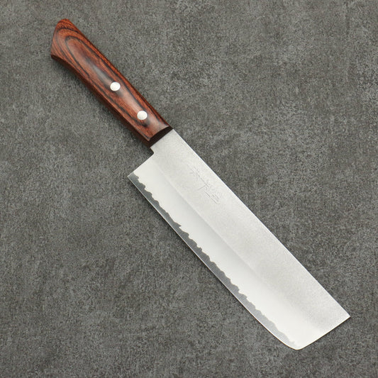 Kunpei V Gold No. 1 Satin Usuba Knife 165MM Mahogany Handle 訓平 V金1号 梨地 薄刃包丁 165MM マホガニー柄 Free ship - Thương hiệu Kunihira VG1 Kỹ nghệ truyền thống Nhật Nashiji Dao chuyên dụng rau củ quả Usuba 165mm chuôi dao gỗ cây Gụ