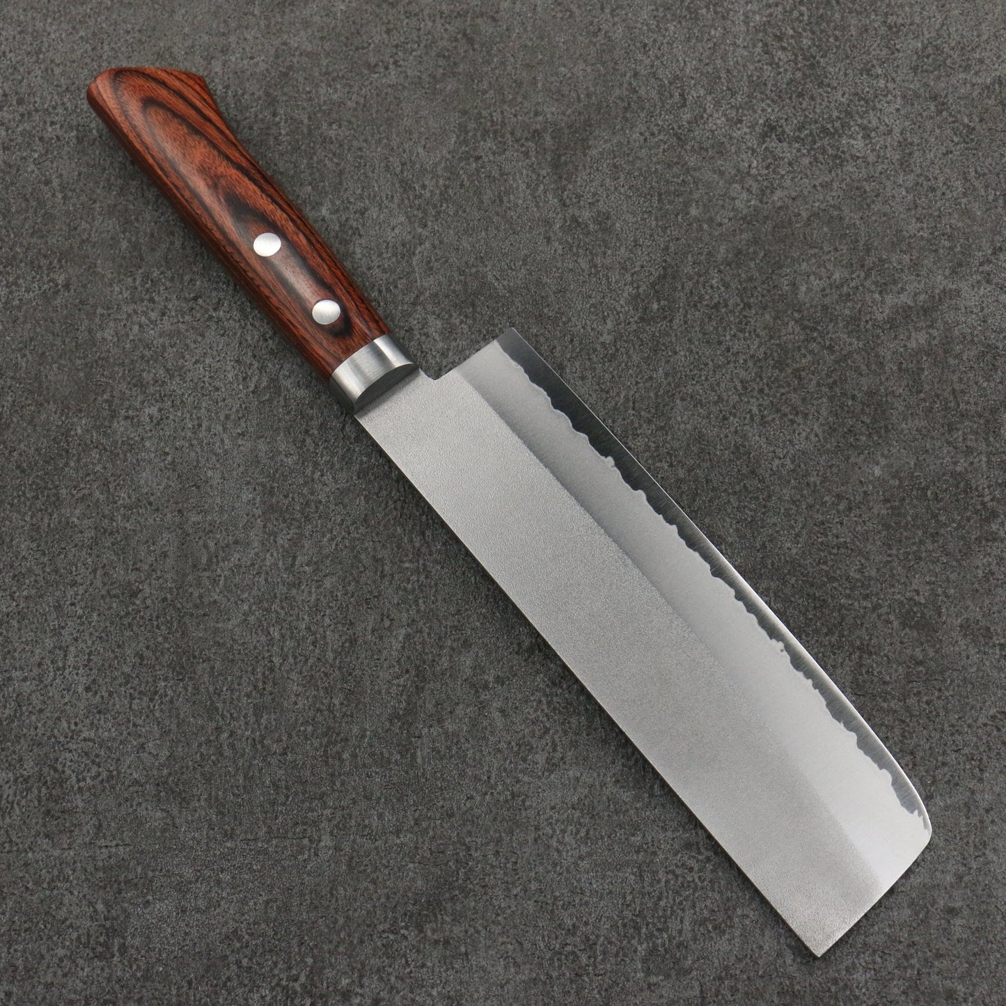 Kunpei V Gold No. 1 Satin Usuba Knife 165MM Mahogany Handle with Base 訓平 V金1号 梨地 薄刃包丁 165MM マホガニー柄 口金付き Free ship - Thương hiệu Kunihira VG1 Kỹ nghệ truyền thống Nhật Nashiji Dao chuyên dụng rau củ quả Usuba 165mm chuôi dao gỗ cây Gụ