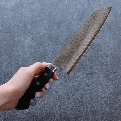 Thương hiệu Seisuke thép V Gold Số 10 Damascus Dao đa năng Santoku 165mm chuôi dao gỗ ván ép màu đen