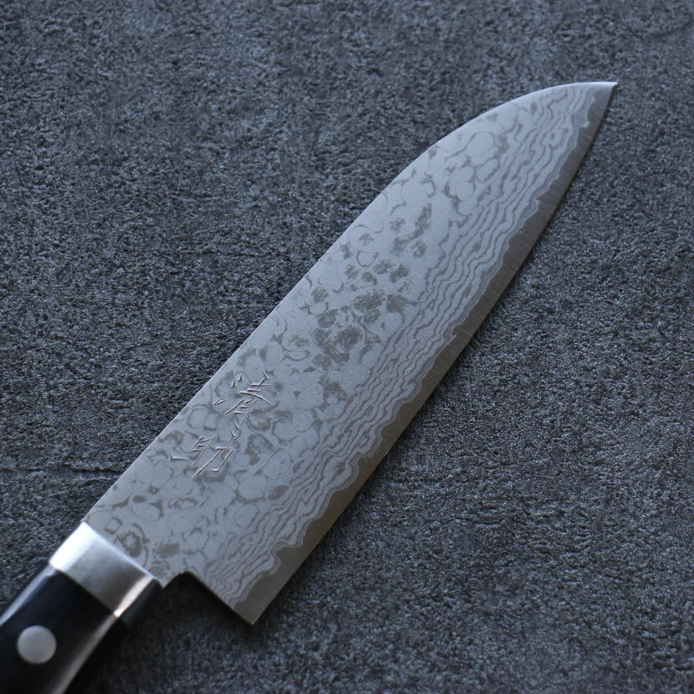 Free ship - Thương hiệu Seisuke VG10 Thép Damascus Dao đa năng Santoku (loại nhỏ) dao Nhật 135mm chuôi dao gỗ Pakka đen