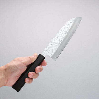 Thương hiệu Makoto Kurosaki Rèn thủ công không lõi vân búa đục đặc biệt Dao đa năng Santoku 165mm chuôi dao gỗ Mun VG2/VG10