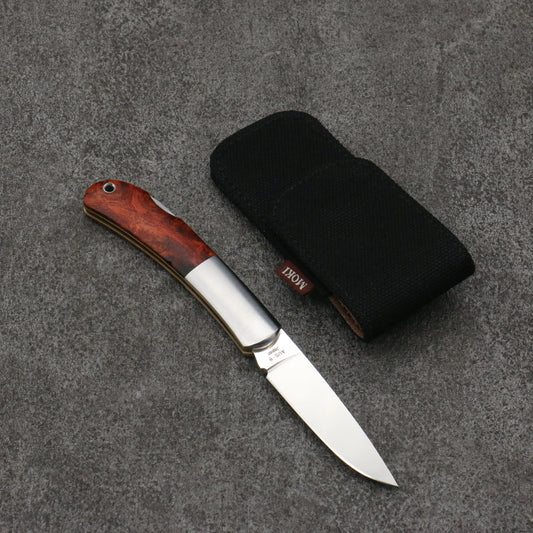 Free ship - Thương hiệu Moki Knife AUS8 Dao gập chuôi dao gỗ cây Karin Có kèm bao 60mm