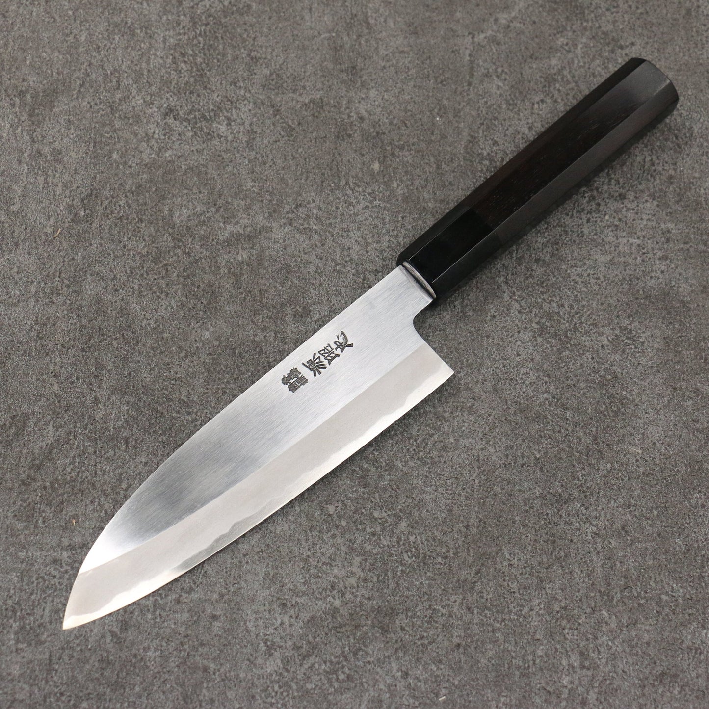 Thương hiệu Minamoto Akitada Thép trắng No.2 Kasumitogi Dao đa năng Santoku 180mm chuôi dao gỗ Mun