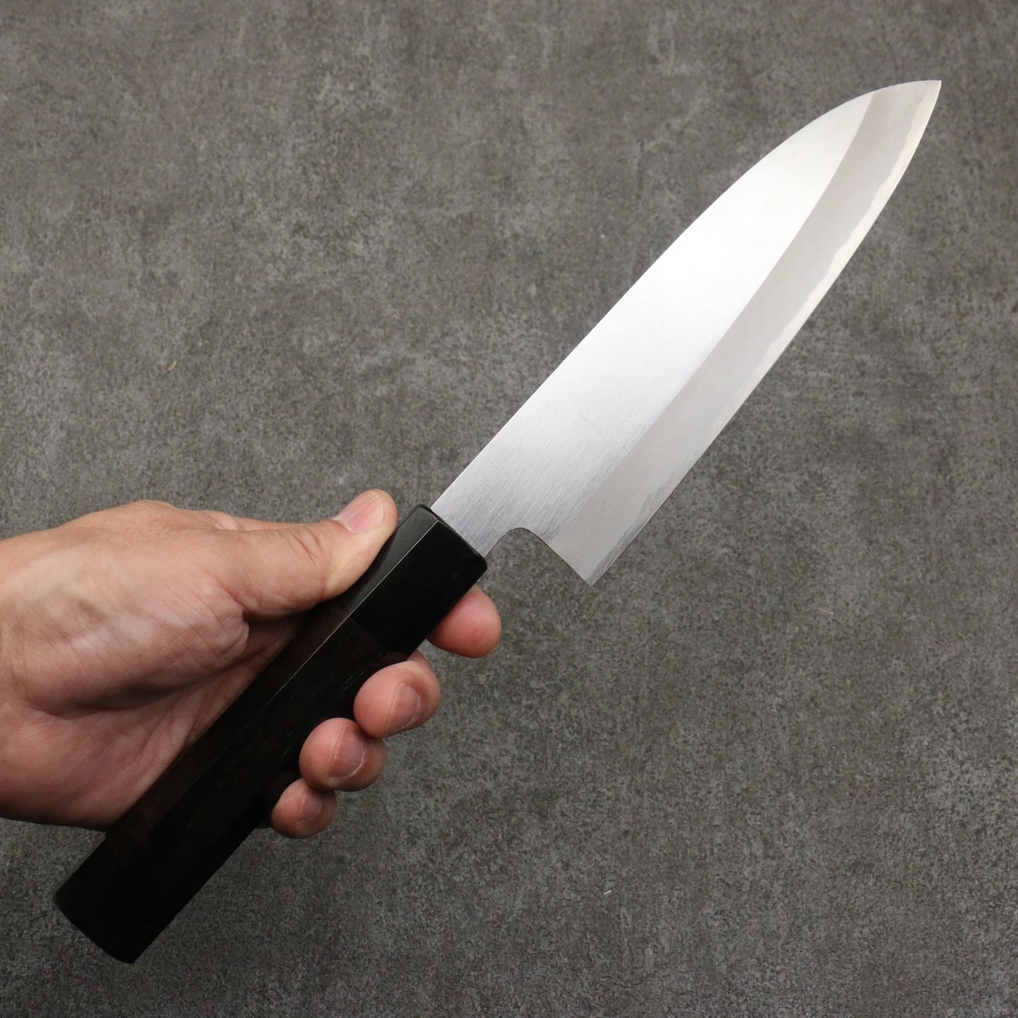 Thương hiệu Minamoto Akitada Thép trắng No.2 Kasumitogi Dao đa năng Santoku 180mm chuôi dao gỗ Mun