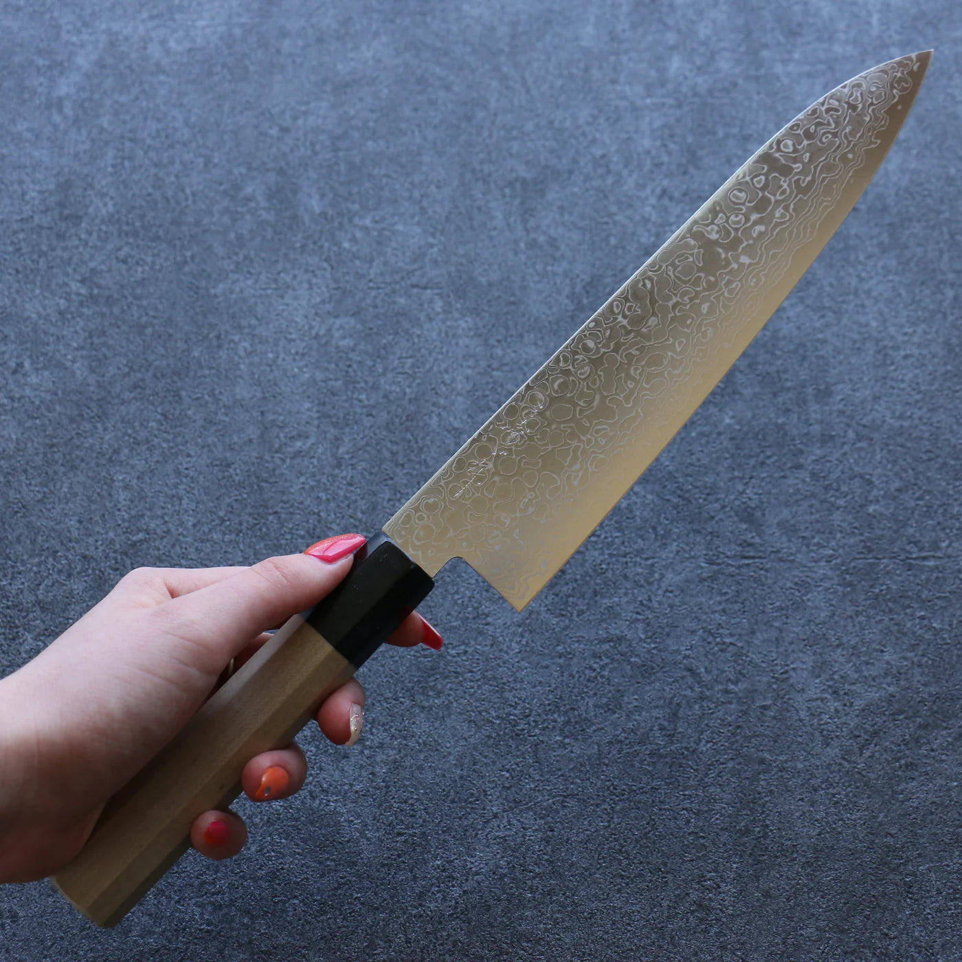 Dao Nhật cao cấp - Sanju dao đa năng Gyuto thép Damascus AUS10 đánh bóng 210mm