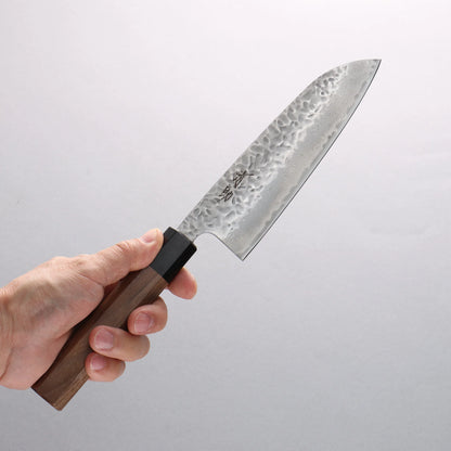 Thương hiệu Seisuke AUS10 Thép Damascus rèn thủ công Dao đa năng Santoku 165mm chuôi dao hoa văn gỗ cây Óc Chó