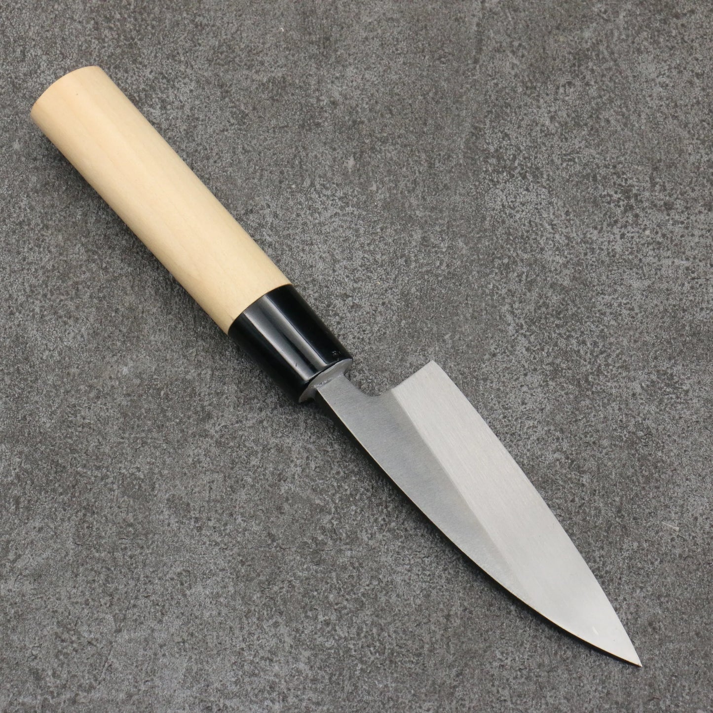 Nakashinden white steel black Deba knife 105MM magnolia pattern 中新田 白ニ鋼 黒 出刃包丁 105MM 朴柄 Free ship - Thép trắng No.2 Đen Dao làm cá chuyên dụng Deba 105mm chuôi dao gỗ Mộc Lan