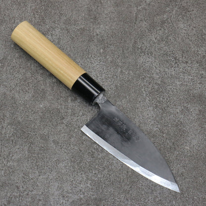 Nakashinden white steel black Deba knife 120MM magnolia pattern 中新田 白ニ鋼 黒 出刃包丁 120MM 朴柄 Free ship - Thép trắng No.2 Đen Dao làm cá chuyên dụng Deba 120mm chuôi dao gỗ Mộc Lan