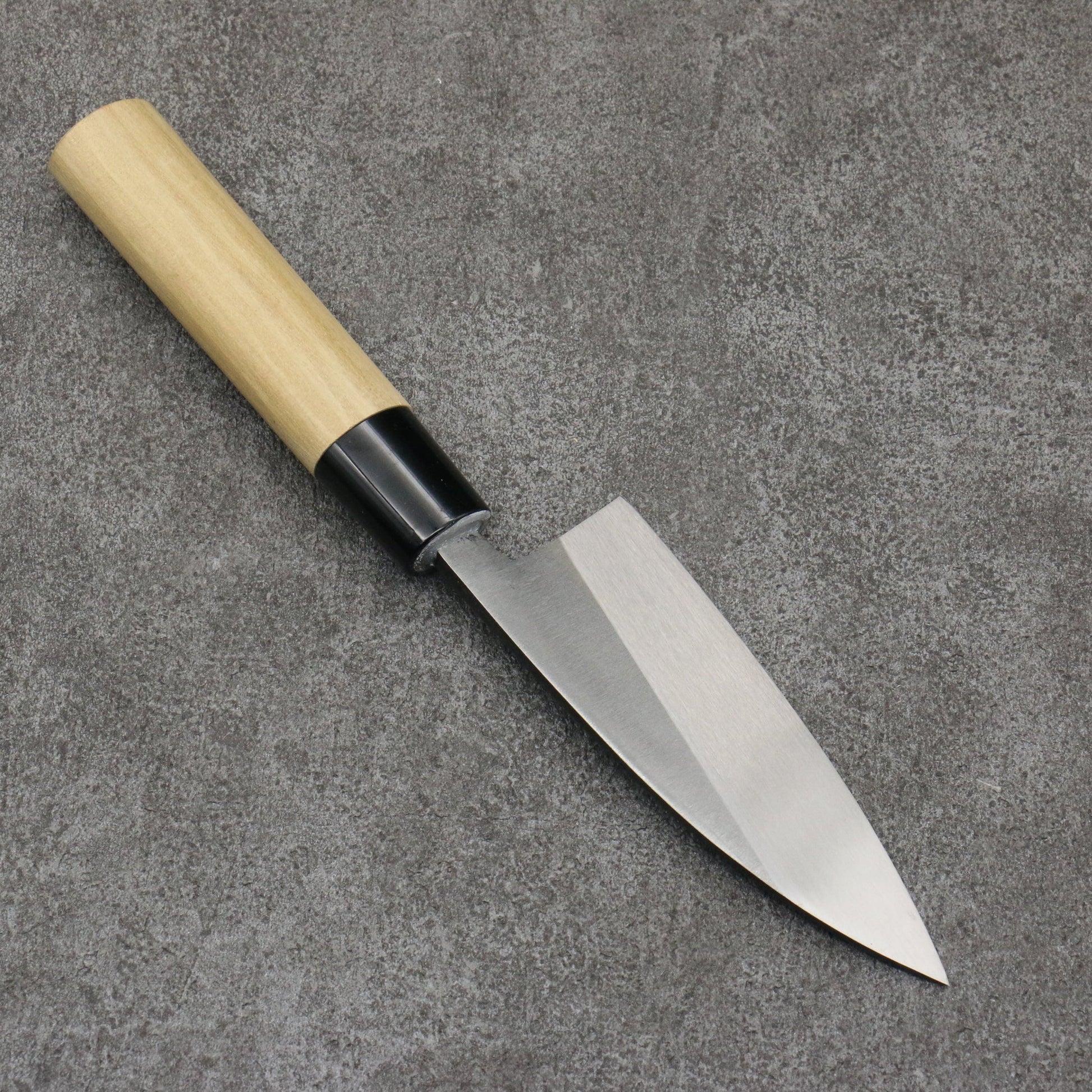 Nakashinden white steel black Deba knife 120MM magnolia pattern 中新田 白ニ鋼 黒 出刃包丁 120MM 朴柄 Free ship - Thép trắng No.2 Đen Dao làm cá chuyên dụng Deba 120mm chuôi dao gỗ Mộc Lan