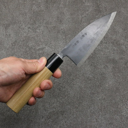 Nakashinden white steel black Deba knife 120MM magnolia pattern 中新田 白ニ鋼 黒 出刃包丁 120MM 朴柄 Free ship - Thép trắng No.2 Đen Dao làm cá chuyên dụng Deba 120mm chuôi dao gỗ Mộc Lan