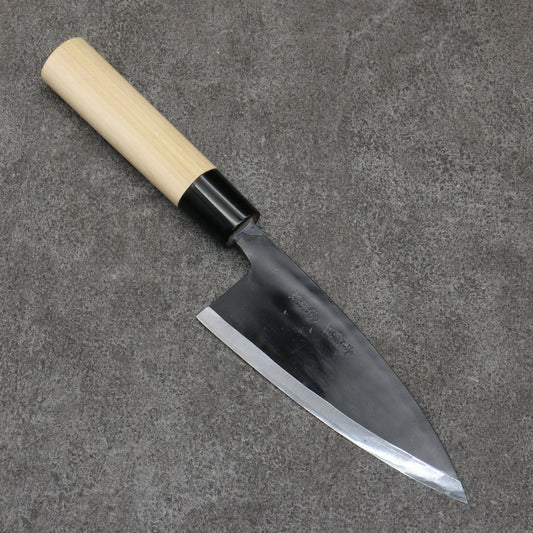 Nakashinden white steel black Deba knife 135MM magnolia pattern 中新田 白ニ鋼 黒 出刃包丁 135MM 朴柄 Free ship - Thép trắng No.2 Đen Dao làm cá chuyên dụng Deba 135mm chuôi dao gỗ Mộc Lan