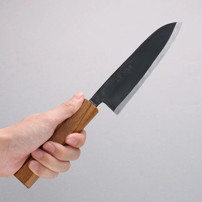 Thương hiệu Nakaniida Thép trắng No.2 màu đen hoàn thiện Dao đa năng Santoku 150mm chuôi dao gỗ Sồi