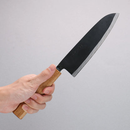 Thương hiệu Nakaniida Thép trắng No.2 hoàn thiện màu đen Dao đa năng Santoku 165mm chuôi dao gỗ Sồi