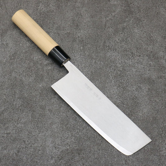 Nakashinden white steel polished finish Nakiri knife 165MM magnolia pattern 中新田 白ニ鋼 磨き仕上げ 菜切包丁 165MM 朴柄 Free ship - Thép trắng No.2 Đánh nhẵn bóng Dao thái rau chuyên dụng Nakiri 165mm chuôi dao gỗ Mộc Lan