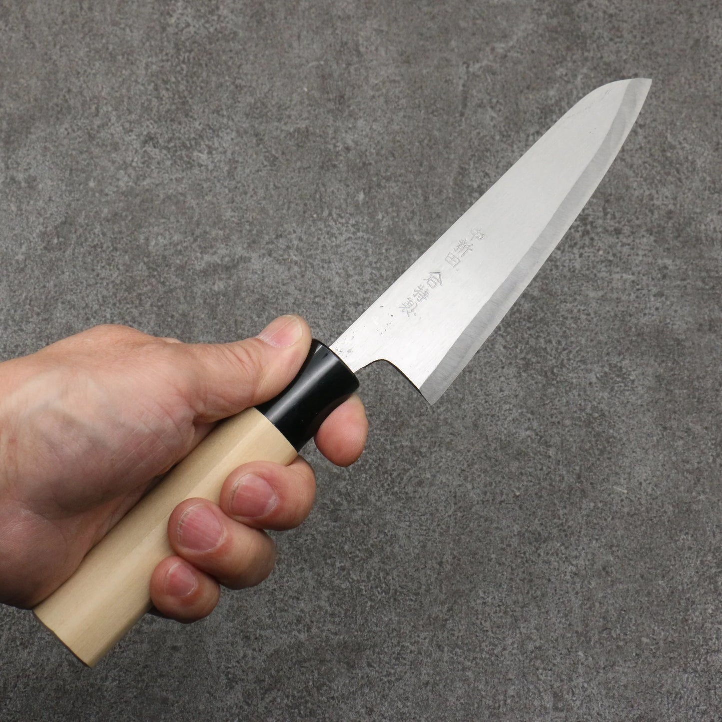 Nakashinden white steel polished finish petty knife 120MM magnolia pattern 中新田 白ニ鋼 磨き仕上げ ペティーナイフ 120MM 朴柄 Free ship - Thép trắng No.2 Đánh nhẵn bóng Dao nhỏ đa năng Petty 120mm chuôi dao gỗ Mộc Lan