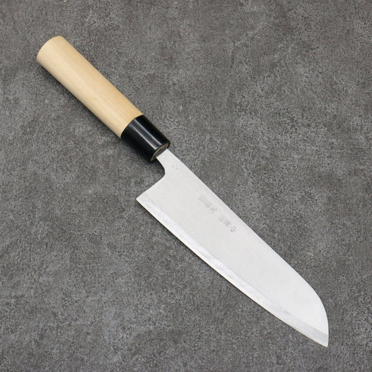 Nakashinden White Steel Polished Finish Santoku Knife 165MM Magnolia Pattern 中新田 白ニ鋼 磨き仕上げ 三徳包丁 165MM 朴柄 Free ship - Thép trắng No.2 Đánh nhẵn bóng Dao đa năng Santoku 165mm chuôi dao gỗ Mộc Lan