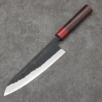 山本 直 青紙 黒打 牛刀包丁 和包丁 180mm 紫檀 (口輪：赤合板)柄 Nao Yamamoto Blue Steel Kurouchi Gyuto 180mm Shitan (ferrule: Red Pakka wood) Handle Free ship - Thương hiệu Nao Yamamoto Thép xanh Kurouchi Dao đa năng Gyuto 180mm chuôi dao gỗ Đàn Hương (đính vòng gỗ Pakka ép đỏ)