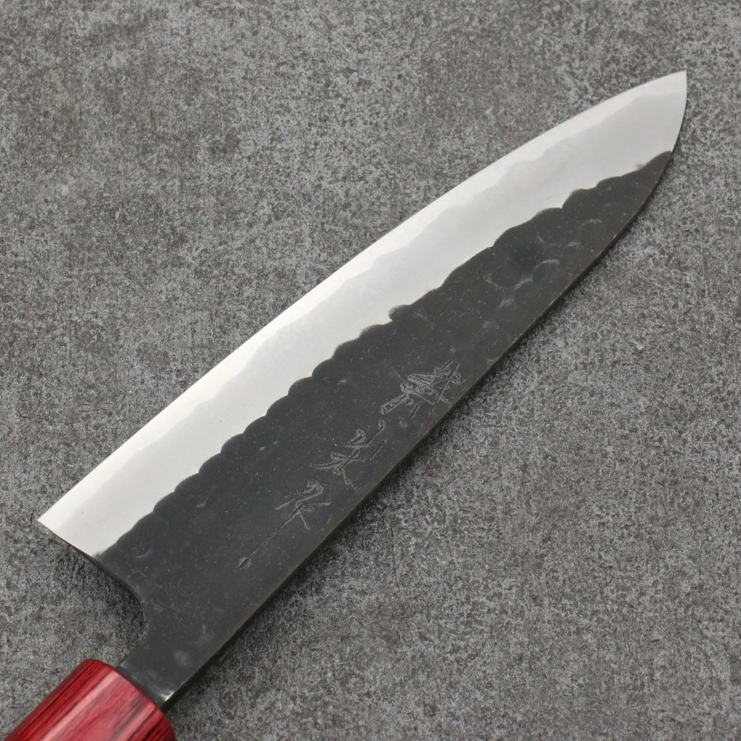 山本 直 青紙 黒打 牛刀包丁 和包丁 180mm 紫檀 (口輪：赤合板)柄 Nao Yamamoto Blue Steel Kurouchi Gyuto 180mm Shitan (ferrule: Red Pakka wood) Handle Free ship - Thương hiệu Nao Yamamoto Thép xanh Kurouchi Dao đa năng Gyuto 180mm chuôi dao gỗ Đàn Hương (đính vòng gỗ Pakka ép đỏ)