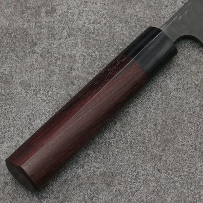 山本 直 青紙 黒打 三徳包丁 和包丁 170mm 紫檀 (口輪：黒合板)柄 Nao Yamamoto Blue Steel Kurouchi Santoku 170mm Shitan (ferrule: Black Pakka wood) Handle Free ship - Thương hiệu Nao Yamamoto Thép xanh Kurouchi Dao đa năng Santoku 170mm chuôi dao gỗ Đàn Hương (đính vòng gỗ Pakka ép đen) 