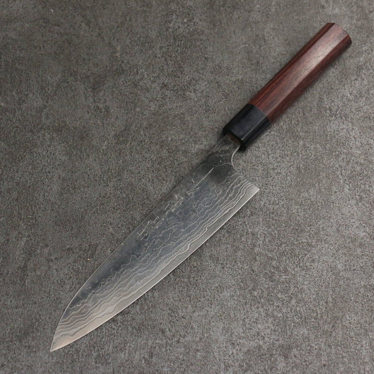 Thương hiệu Nao Yamamoto SG2 Thép Damascus đánh bóng hoàn thiện Dao đa năng Gyuto 180mm chuôi dao gỗ hồng mộc (bọc: ván ép đen)