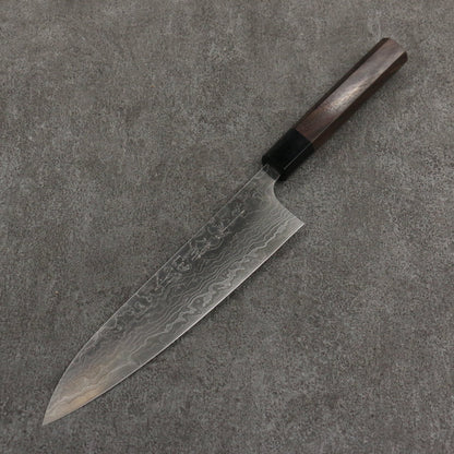 Thương hiệu Nao Yamamoto SG2 Thép Damascus đánh bóng hoàn thiện Dao đa năng Gyuto 210mm chuôi dao gỗ hồng mộc (bọc: ván ép đen)