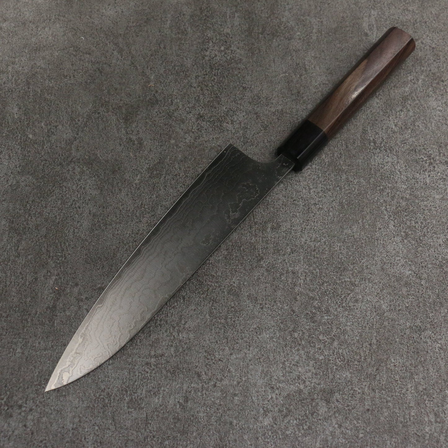 Thương hiệu Nao Yamamoto SG2 Thép Damascus đánh bóng hoàn thiện Dao đa năng Gyuto 210mm chuôi dao gỗ hồng mộc (bọc: ván ép đen)