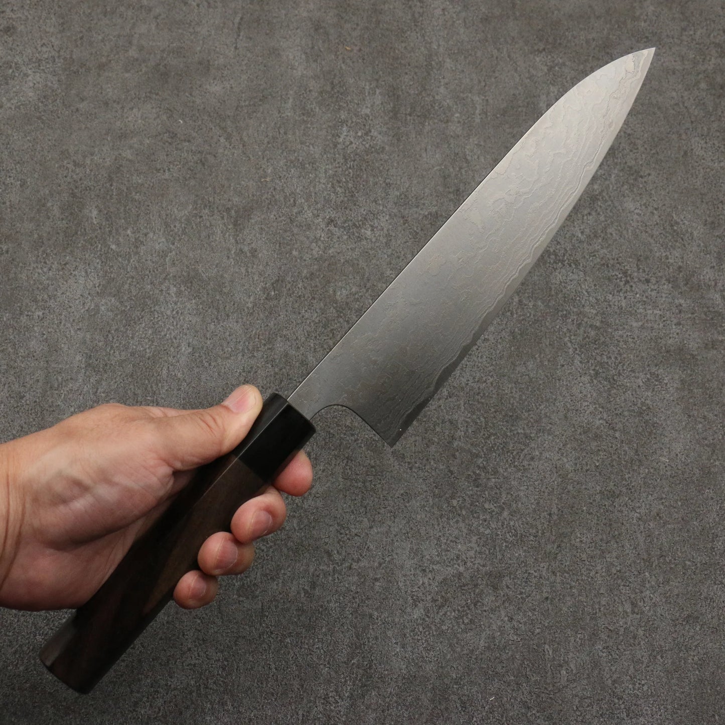 Thương hiệu Nao Yamamoto SG2 Thép Damascus đánh bóng hoàn thiện Dao đa năng Gyuto 210mm chuôi dao gỗ hồng mộc (bọc: ván ép đen)