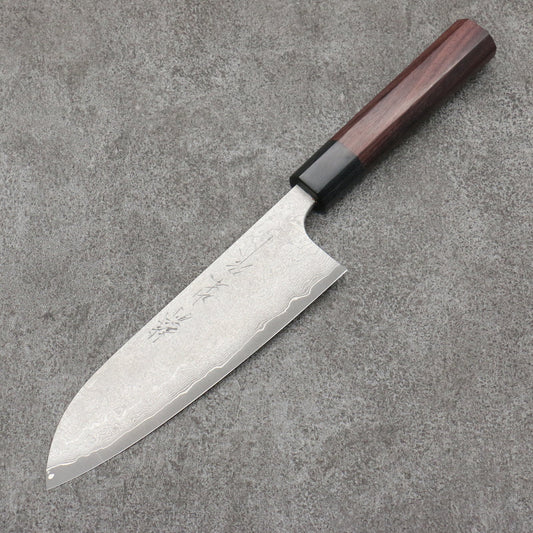 Miễn ship - Thương hiệu Nao Yamamoto VG10 Thép Damascus đen Dao đa năng Santoku 165mm chuôi dao gỗ Đàn Hương