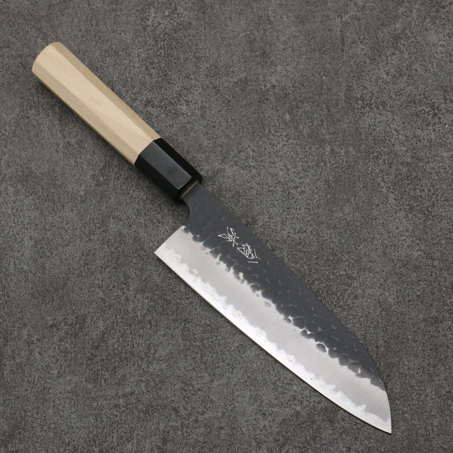 Thương hiệu Onryu Thép siêu xanh dao rèn thủ công màu đen Dao đa năng Santoku 165mm chuôi dao gỗ Mộc Lan