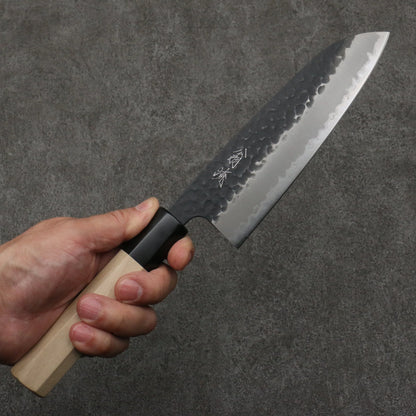 Thương hiệu Onryu Thép siêu xanh dao rèn thủ công màu đen Dao đa năng Santoku 165mm chuôi dao gỗ Mộc Lan