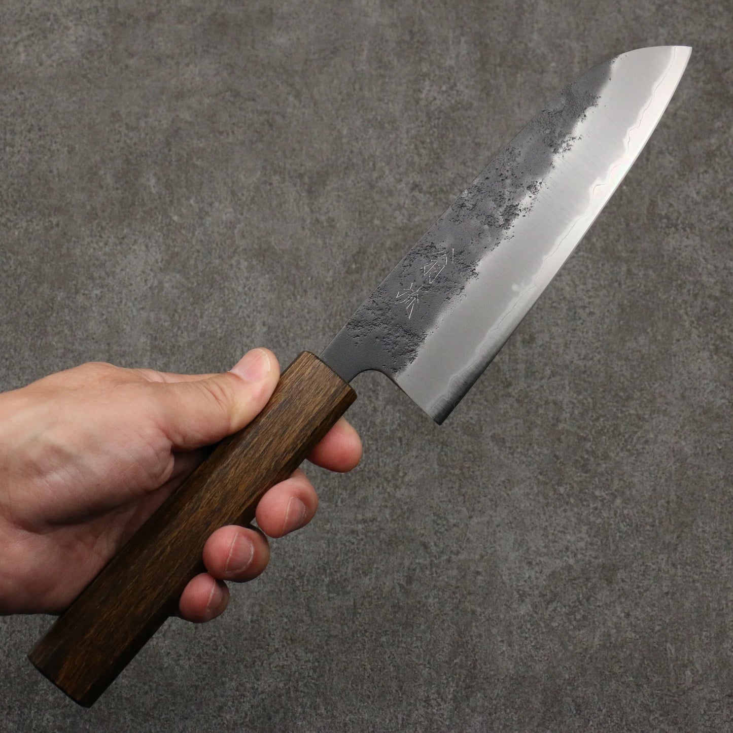 Thương hiệu Onryu Thép siêu xanh màu đen Satin Dao đa năng Santoku 165mm chuôi dao gỗ Sồi