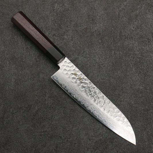 Thương hiệu Onryu thép VG10 Damascus dao rèn thủ công Dao đa năng Santoku 180mm chuôi dao gỗ Đàn Hương