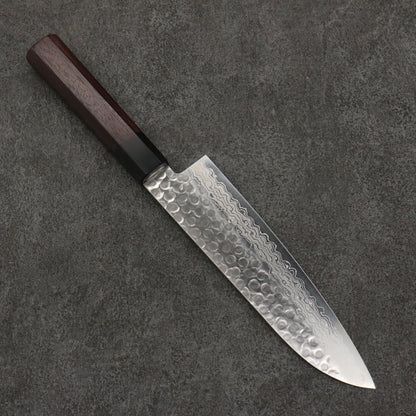 Thương hiệu Onryu thép VG10 Damascus dao rèn thủ công Dao đa năng Santoku 180mm chuôi dao gỗ Đàn Hương