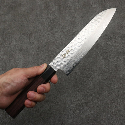 Thương hiệu Onryu thép VG10 Damascus dao rèn thủ công Dao đa năng Santoku 180mm chuôi dao gỗ Đàn Hương