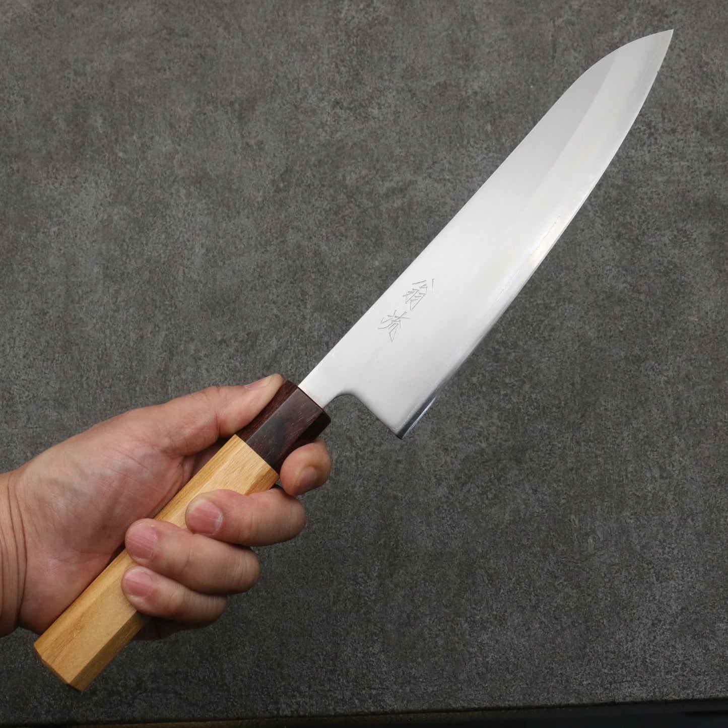 Thương hiệu Onryu Thép trắng No.1 Dao đa năng Gyuto 210mm chuôi dao gỗ Keyaki (1 loại gỗ ở Nhật)