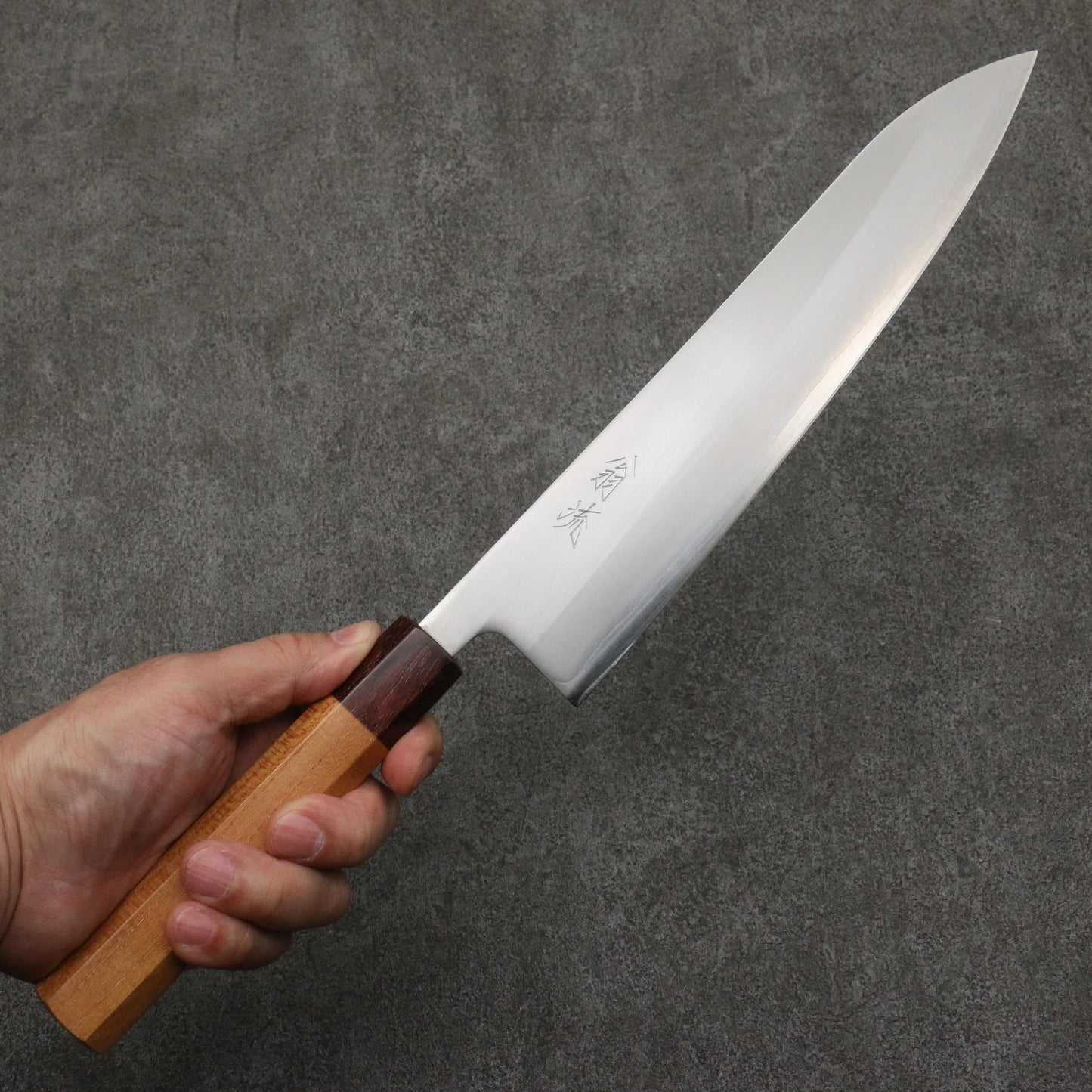 Thương hiệu Onryu Thép trắng No.1 Dao đa năng Gyuto 240mm chuôi dao gỗ Keyaki (1 loại gỗ ở Nhật)