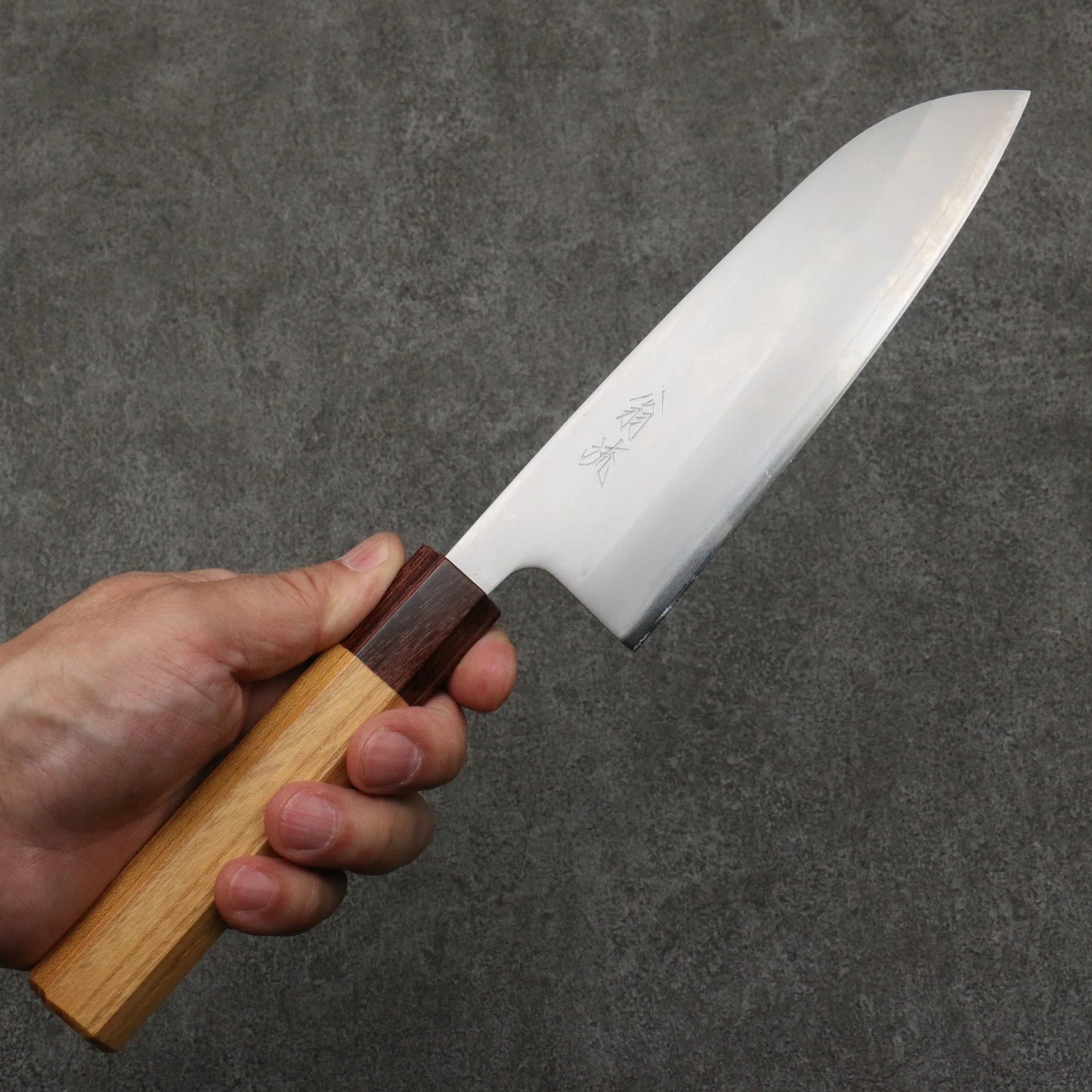 Thương hiệu Onryu Thép trắng No.1 Dao đa năng Santoku 165mm chuôi dao gỗ Keyaki (1 loại gỗ ở Nhật)