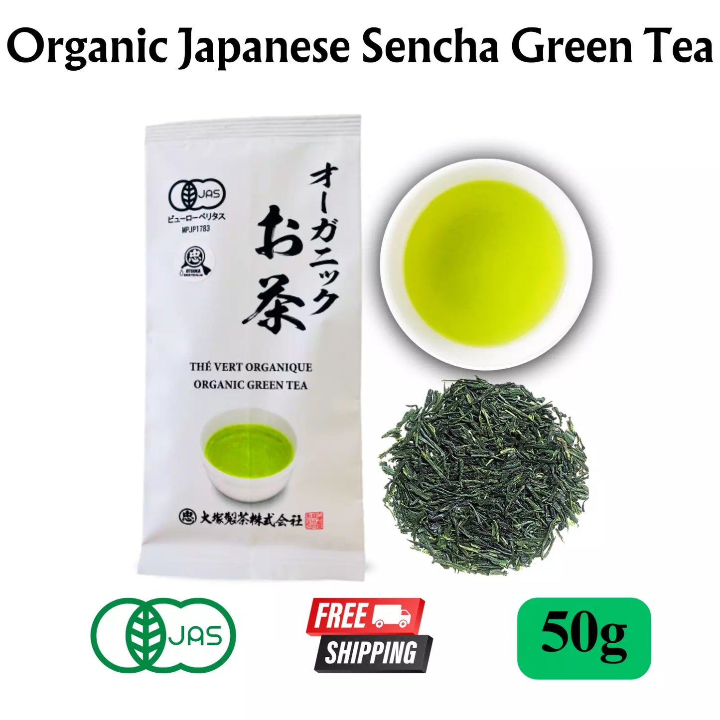 Trà xanh hữu cơ nguyên chất Organic Sencha 50g từ vùng trồng trà Kakegawa, Shizuoka, Nhật Bản với hương vị tự nhiên từ công ty Otsuka Green Tea Co., Ltd