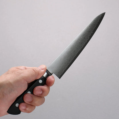 Thương hiệu Ryusen Bonten Unryu thép VG10 Thép Damascus 63 lớp Dao đa năng Gyuto 150mm chuôi dao gỗ Pakka đen