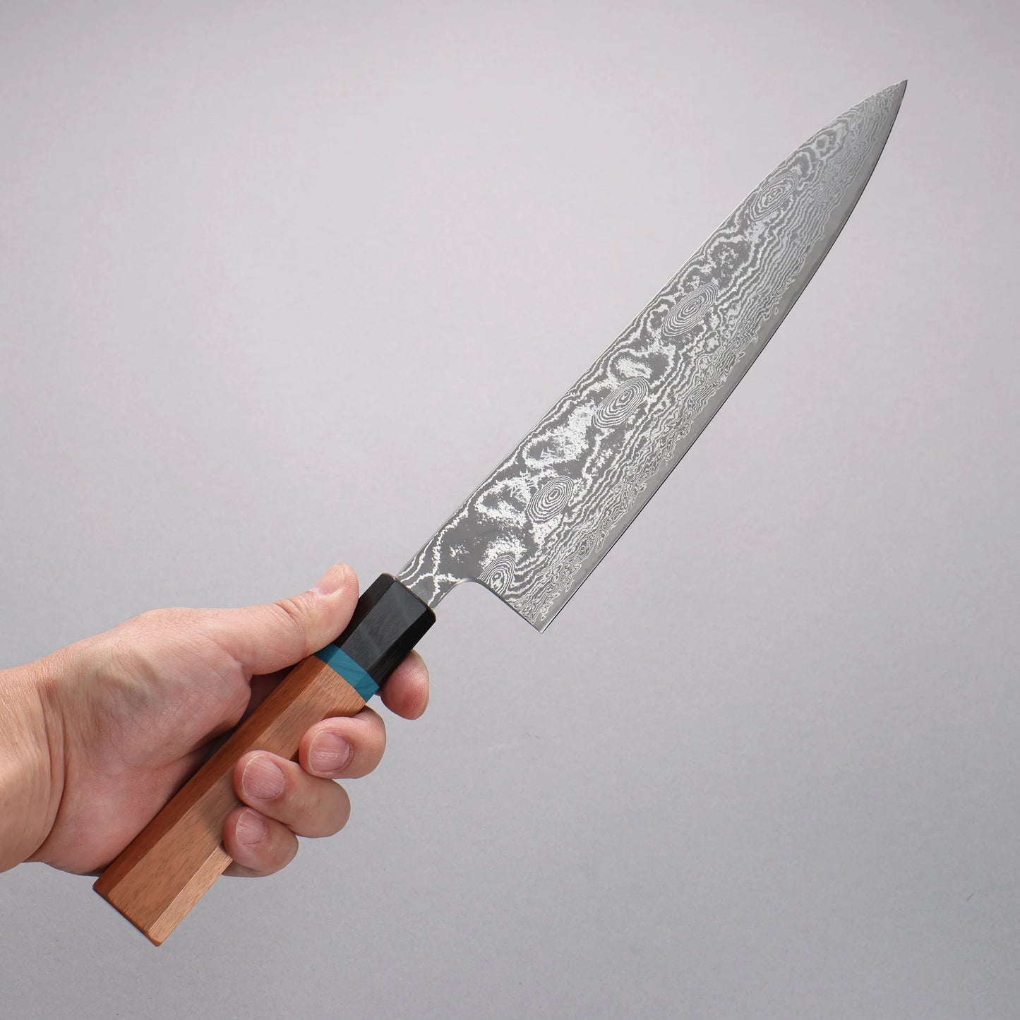 Thương hiệu Ryusen Bonten Unryu Kai thép VG10 Thép Damascus 63 lớp Dao đa năng Gyuto 240mm chuôi dao gỗ cây Karin