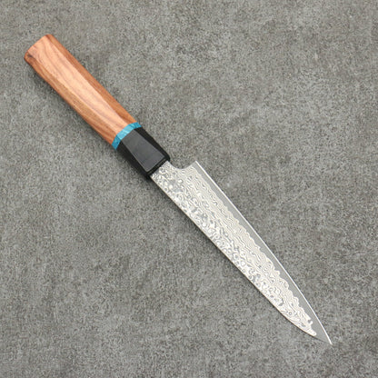 Free ship - Thương hiệu Ryusen Bonten Unryu Kai VG10 Thép Damascus 63 lớp Dao nhỏ đa năng Petty 135mm chuôi dao gỗ cây Karin