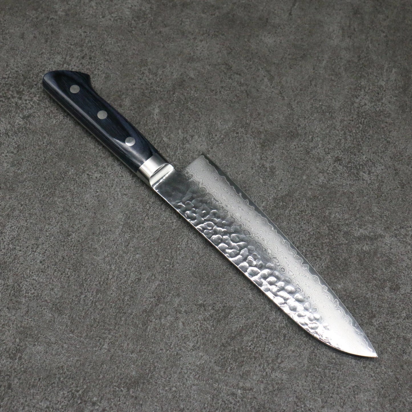 Thương hiệu Seisuke Seiun VG10 33 Layer thép Damascus Dao đa năng Santoku Knife 180mm chuôi dao hoa văn ván ép (xanh đậm)