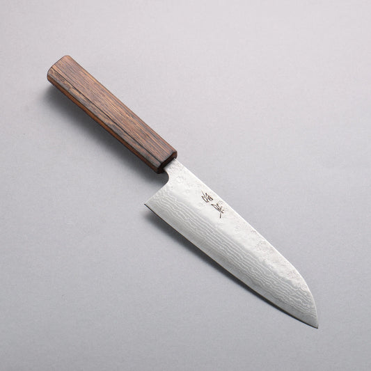 Thương hiệu Seisuke Thép không gỉ 440C vân búa đục đặc biệt Thép Damascus rèn thủ công Dao đa năng Santoku 170mm chuôi dao gỗ Sồi