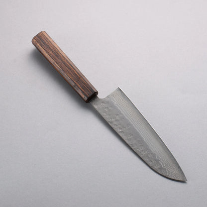 Thương hiệu Seisuke Thép không gỉ 440C vân búa đục đặc biệt Thép Damascus rèn thủ công Dao đa năng Santoku 170mm chuôi dao gỗ Sồi