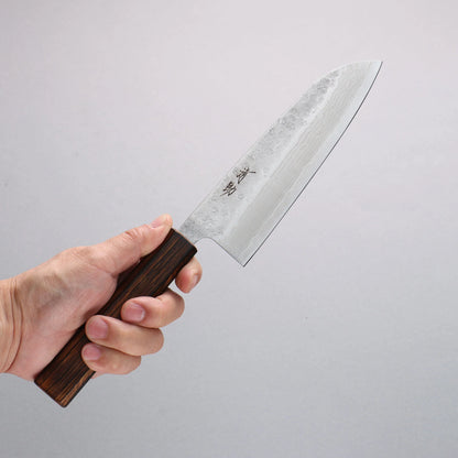 Thương hiệu Seisuke Thép không gỉ 440C vân búa đục đặc biệt Thép Damascus rèn thủ công Dao đa năng Santoku 170mm chuôi dao gỗ Sồi